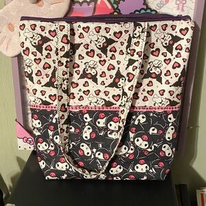 Handmade Kuromi Print Pink & Black Tote Bag